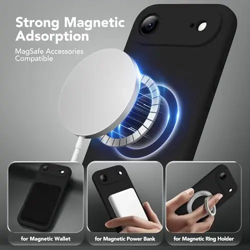 SuydanBox Magnetic for iPhone Air Case, Compatible with MagSafe, [Full Camera Protection][Screen Protector] Silicone Shockproof Protective Phone Case for iPhone 17 Air 6.5