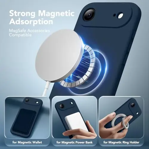 SuydanBox Magnetic for iPhone Air Case, Compatible with MagSafe, [Full Camera Protection][Screen Protector] Silicone Shockproof Protective Phone Case for iPhone 17 Air 6.5