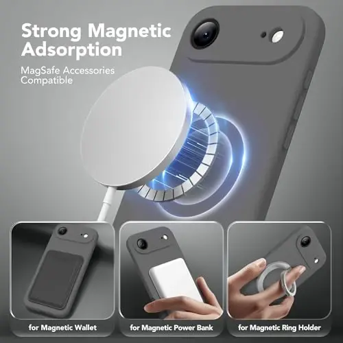 SuydanBox Magnetic for iPhone Air Case, Compatible with MagSafe, [Full Camera Protection][Screen Protector] Silicone Shockproof Protective Phone Case for iPhone 17 Air 6.5