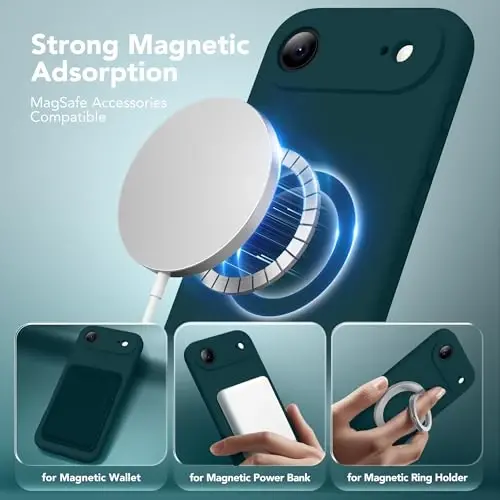 SuydanBox Magnetic for iPhone Air Case, Compatible with MagSafe, [Full Camera Protection][Screen Protector] Silicone Shockproof Protective Phone Case for iPhone 17 Air 6.5