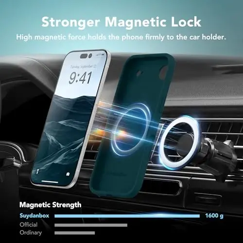 SuydanBox Magnetic for iPhone Air Case, Compatible with MagSafe, [Full Camera Protection][Screen Protector] Silicone Shockproof Protective Phone Case for iPhone 17 Air 6.5