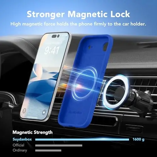 SuydanBox Magnetic for iPhone Air Case, Compatible with MagSafe, [Full Camera Protection][Screen Protector] Silicone Shockproof Protective Phone Case for iPhone 17 Air 6.5