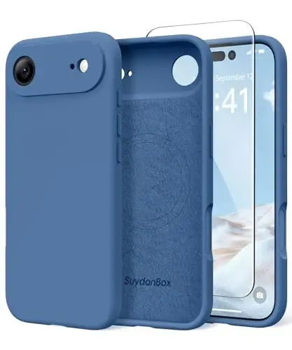 SuydanBox Magnetic for iPhone Air Case, Compatible with MagSafe, [Full Camera Protection][Screen Protector] Silicone Shockproof Protective Phone Case for iPhone 17 Air 6.5