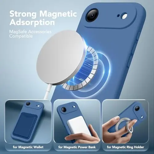 SuydanBox Magnetic for iPhone Air Case, Compatible with MagSafe, [Full Camera Protection][Screen Protector] Silicone Shockproof Protective Phone Case for iPhone 17 Air 6.5