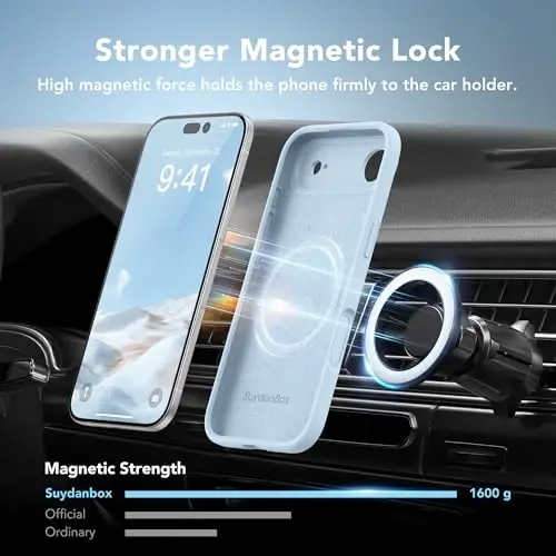 SuydanBox Magnetic for iPhone Air Case, Compatible with MagSafe, [Full Camera Protection][Screen Protector] Silicone Shockproof Protective Phone Case for iPhone 17 Air 6.5