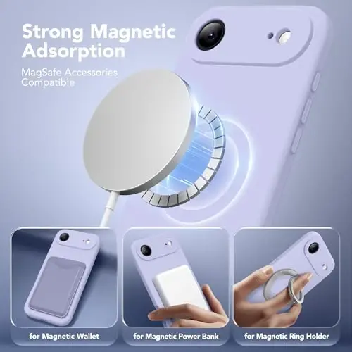 SuydanBox Magnetic for iPhone Air Case, Compatible with MagSafe, [Full Camera Protection][Screen Protector] Silicone Shockproof Protective Phone Case for iPhone 17 Air 6.5