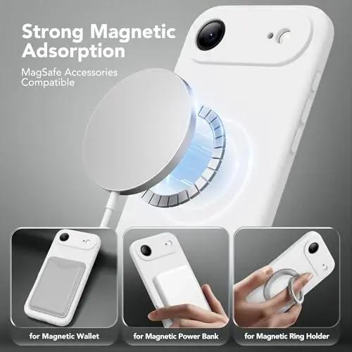 SuydanBox Magnetic for iPhone Air Case, Compatible with MagSafe, [Full Camera Protection][Screen Protector] Silicone Shockproof Protective Phone Case for iPhone 17 Air 6.5