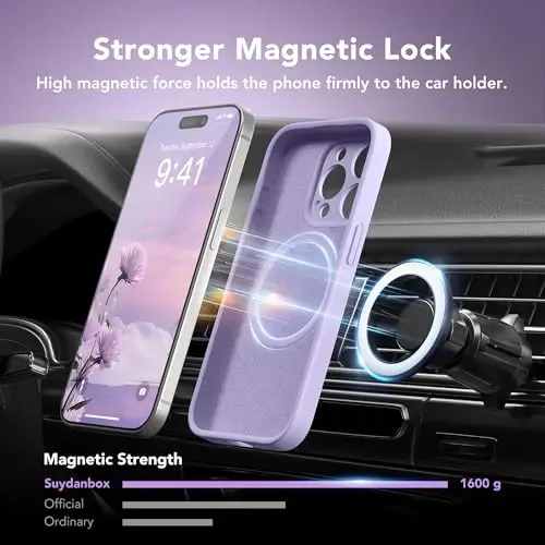 SuydanBox Magnetic iPhone 15 Pro g‘ilofi, MagSafe bilan mos, [To‘liq kamera himoyasi][Ekran himoyachisi] Silikon zarbga chidamli himoya g‘ilofi, iPhone 15 Pro 6.1