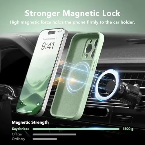 SuydanBox Magnetic iPhone 15 Pro uchun g'ilof, MagSafe bilan mos, [To'liq kamera himoyasi][Ekran himoyasi] Silikon zarbga chidamli himoya telefon g'ilofi iPhone 15 Pro 6.1