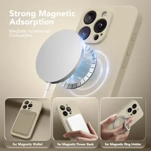 SuydanBox Magnetic iPhone 15 Pro uchun g'ilof, MagSafe bilan mos, [To'liq kamera himoyasi][Ekran himoyasi] Silikon zarbga chidamli himoya telefon g'ilofi iPhone 15 Pro 6.1