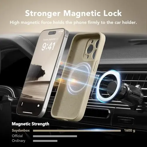 SuydanBox Magnetic iPhone 15 Pro uchun g'ilof, MagSafe bilan mos, [To'liq kamera himoyasi][Ekran himoyasi] Silikon zarbga chidamli himoya telefon g'ilofi iPhone 15 Pro 6.1