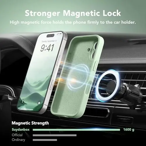 SuydanBox Magnetic iPhone 16 Plus uchun g'ilof, MagSafe bilan mos, [To'liq kamera himoyasi][Ekran himoyachisi] Silikon zarbaga chidamli himoya g'ilofi, iPhone 16 Plus 6.7