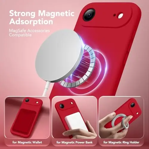 SuydanBox Magnetic iPhone Air g'ilofi, MagSafe bilan mos, [Kamera to'liq himoyasi][Ekran himoyachisi] Silikon zarbga chidamli himoya g'ilofi, iPhone 17 Air 6.5