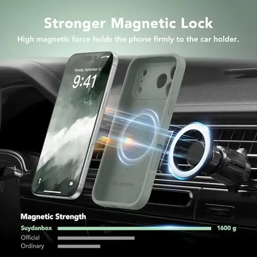 SuydanBox Магнитный чехол для iPhone 17 Pro Max, совместимый с MagSafe, [Полная защита камеры] [Защитное стекло] Силиконовый противоударный защитный чехол для iPhone 17 Pro Max 6.9