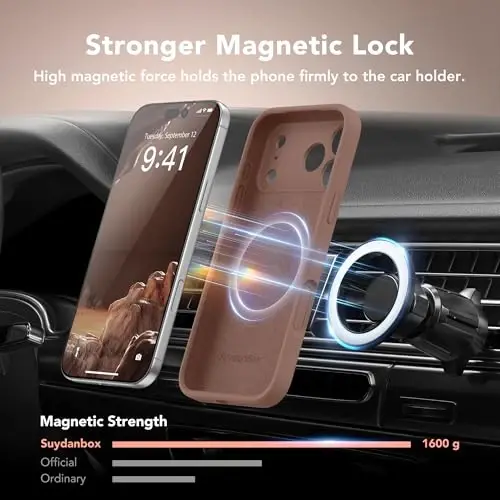 SuydanBox Магнитный чехол для iPhone 17 Pro Max, совместимый с MagSafe, [Полная защита камеры][Защитное стекло] Силиконовый противоударный защитный чехол для телефона для iPhone 17 Pro Max 6.9
