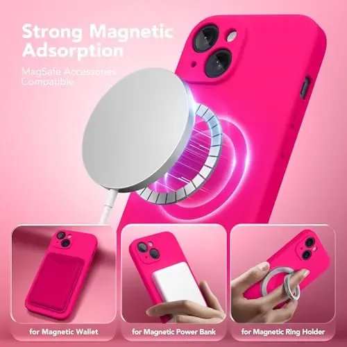 SuydanBox Magnetic for iPhone 15 Case, Compatible with MagSafe, [Screen Protector + Full Camera Protection], Silicone Shockproof Anti-Scratch Protective Phone Case for iPhone 15 6.1