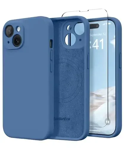 SuyndanBox Magnetic for iPhone 15 Case, Compatible with MagSafe, [Screen Protector + Full Camera Protection], Silicone Shockproof Anti-Scratch Protective Phone Case for iPhone 15 6.1