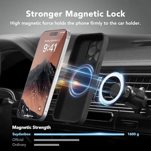 SuyndanBox Magnetic for iPhone 15 Pro Case, Compatible with MagSafe, [Full Camera Protection][Screen Protector] Silicone Shockproof Protective Phone Case for iPhone 15 Pro 6.1