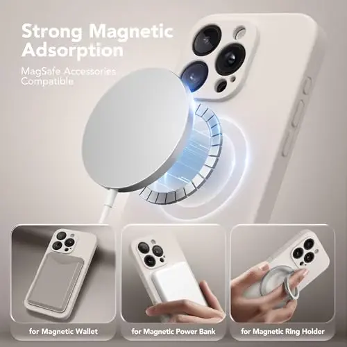 SuyndanBox Magnetic for iPhone 16 Pro Case, Compatible with MagSafe, [Full Camera Protection][Screen Protector] Silicone Shockproof Protective Phone Case for iPhone 16 Pro 6.3