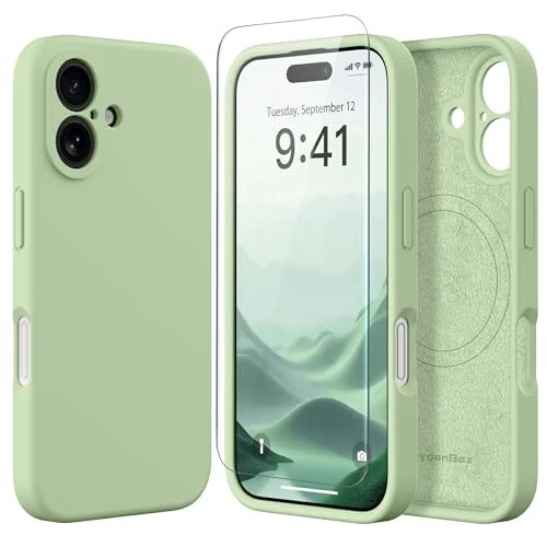 SuytdanBox Magnetic for iPhone 16 Case, Compatible with MagSafe, [Full Camera Protection][Screen Protector] Silicone Shockproof Protective Phone Case for iPhone 16 6.1