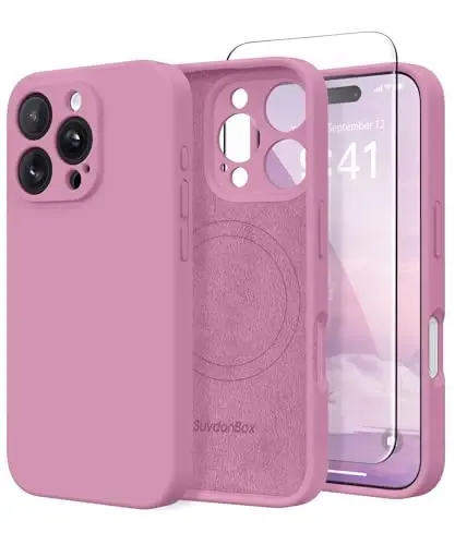 SuyydanBox Magnetic for iPhone 16 Pro Case, Compatible with MagSafe, [Full Camera Protection][Screen Protector] Silicone Shockproof Protective Phone Case for iPhone 16 Pro 6.3