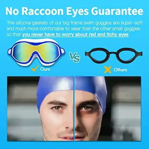 Suzish ko'zoynaklari Sizdirmaydigan Tumanlanishga qarshi Hovuz ko'zoynaklari Kattalar Erkaklar Ayollar Yoshlar uchun suzish ko'zoynaklari, UV himoyasi 180° Aniq ko'rish - MODAZONE (1)