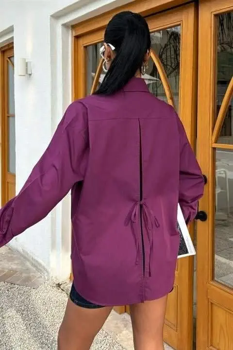 Süzme cho'ntakli orqa yirtigli katta o'lchamli ko'ylak 3420 - 4