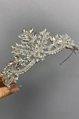 Свадебная корона Берлин с хрустальными и стеклянными камнями 