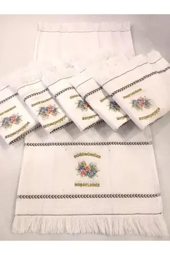 Свадебное Полотенце Автомобильное Полотенце Конвойное Полотенце. Упаковка из 12 штук, Цветок 2-белая роза - 8