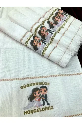 Свадебное полотенце Автомобильное полотенце Полотенце для кортежа 12 штук. Полотенце для обручения, помолвки, школы, полотенце для молодоженов 1-БЕЛОЕбелый - YÖRÜK TUHAFIYE (1)