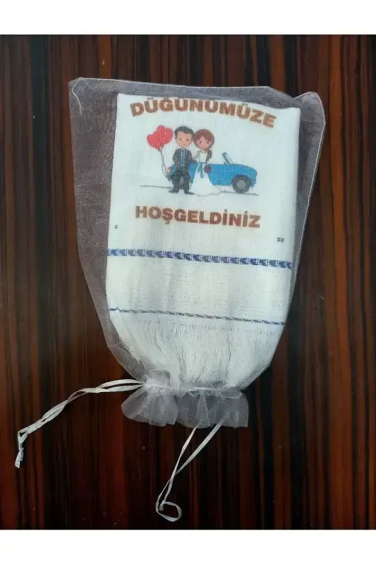 Свадебное полотенце, свадебное полотенце в тюлевом мешочке, автомобильное полотенце, полотенце для кортежа, упаковка из 12 штук, синее с машинками - фуксия-белый - 4