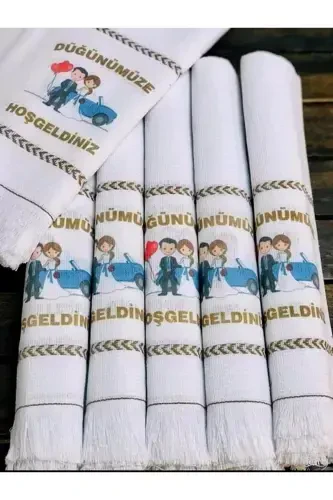 Свадебное полотенце, свадебное полотенце в тюлевом мешочке, автомобильное полотенце, полотенце для кортежа, упаковка из 12 штук, синее с машинками - фуксия-белый - 5