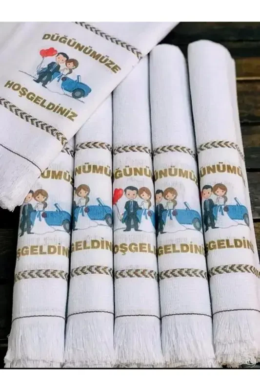 Свадебное полотенце, свадебное полотенце в тюлевом мешочке, автомобильное полотенце, полотенце для кортежа, упаковка из 12 штук, синее с машинками - фуксия-белый - 5