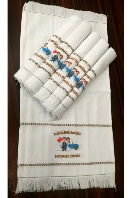 Свадебное полотенце, свадебное полотенце в тюлевом мешочке, автомобильное полотенце, полотенце для кортежа, упаковка из 12 штук, синее с машинками - фуксия-белый - 6