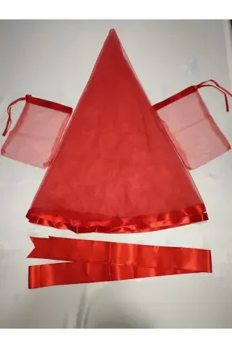 Свадебный комплект для хны «Рыжая невеста» и «Дамский узор» с фатой, перчатками и поясом для хны, специальный комплект вуалей - красный - 4