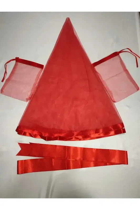 Свадебный комплект для хны «Рыжая невеста» и «Дамский узор» с фатой, перчатками и поясом для хны, специальный комплект вуалей - красный - 4