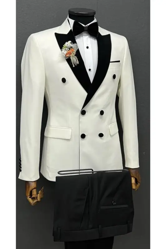 Свадебный костюм Slim Fit с двубортным пиджаком - 3