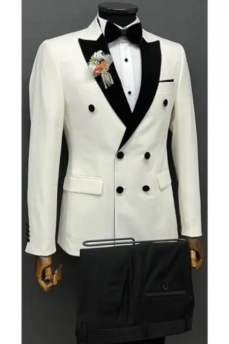 Свадебный костюм Slim Fit с двубортным пиджаком - 4