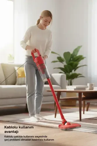 SVC-8616 500W Dikey Elektrikli Süpürge – Kırmızı, Yüksek Emiş Gücü - SINBO (1)