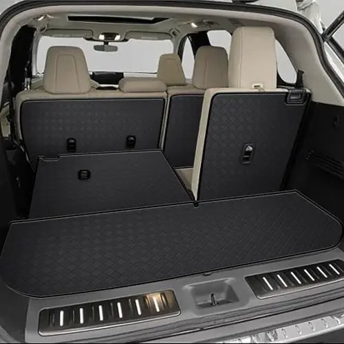 Сверхпрочный коврик в багажник для Infiniti QX60 2022-2026 (только с цельным сиденьем) - Включает коврики на спинки 2-го и 3-го рядов - 1