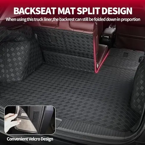 Сверхпрочный коврик в багажник для Infiniti QX60 2022-2026 (только с цельным сиденьем) - Включает коврики на спинки 2-го и 3-го рядов - 3
