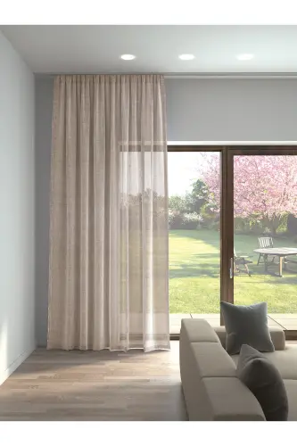 Светло-кофейный льняной вид гладкая тюлевая занавеска не требует глажки-СВЕТЛО-КОФЕЙНЫЙ 