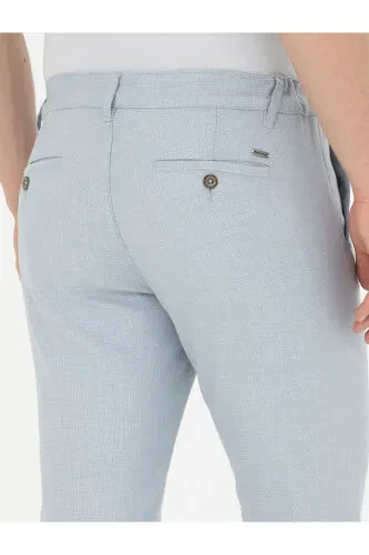 Светло-синие брюки из канваса slim fit - 6