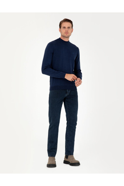 Светло-синий базовый свитер Slim Fit - 4