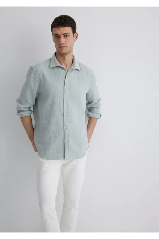 Светло-зеленая рубашка Regular Fit / Обычный крой 0211518-70148 - Серый-70148 - 1