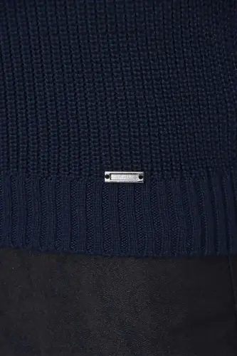Sviter 01 Slim Fit Ko'k rangli Sviter Triko - 5