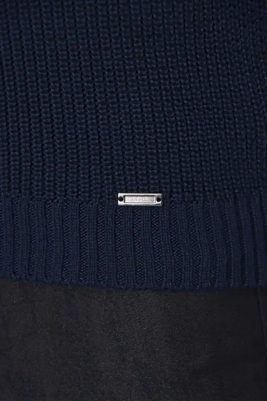 Sviter 01 Slim Fit Ko'k rangli Sviter Triko - 5