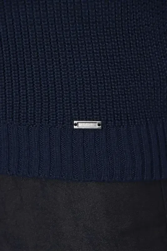 Свитер 01 Slim Fit Темно-синий свитер трикотаж - 5