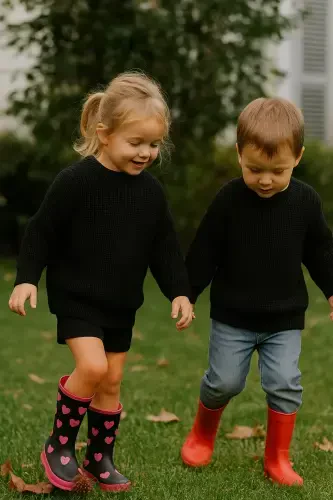 Свитер для мальчиков и девочек с воротником-гольфом, новый сезон, экстра-эластичный (0-5 лет) - 1