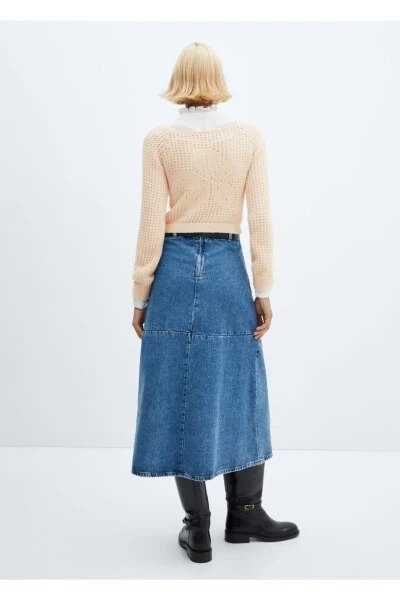 Свитер с ажурной вязкой и вырезом лодочкой - 4